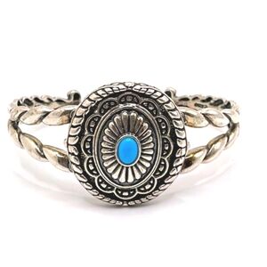Relios Carolyn Pollack 925 Sterling Silver Bracelet Concho Style Turquoise Cuff